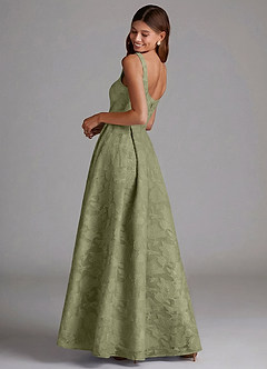 Azazie Amalie Brudtärnklänningar Klä av A-Linje i Blommig Utbrändhet Plisserad Pistasch image2