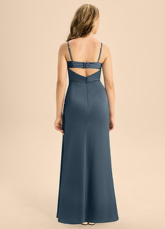 Azazie Renna Junior Robe Trapèze en Satin extensible Plissée Violet Crépusculaire image2