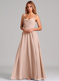 Azazie Elle Bridesmaid Dresses English Rose A-Line Pleated Chiffon Dress image4
