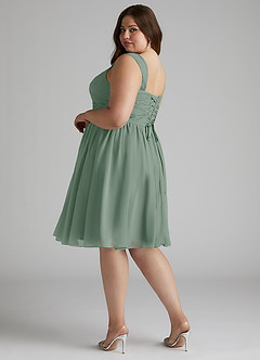 Azazie Angie Bridesmaid Dresses Silver Sage A-Line Corset Chiffon Dress image12