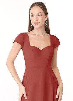 Azazie Hainsly Bridesmaid Dresses Terracotta A-Line Sweetheart Neckline Chiffon Dress image5