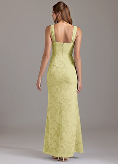 Azazie Denice Bridesmaid Dresses Lemon Sorbet A-Line Pleated Floral Burnout Dress image5