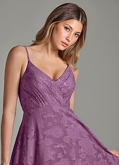 Azazie Amani Bridesmaid Dresses Wisteria A-Line Pleated Floral Burnout Dress image7