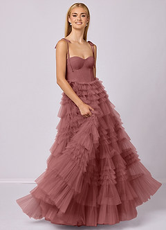 Barbie ♥ Azazie Robes de demoiselle d'honneur Robe Trapèze en Tulle Encolure en Forme de Cœur Améthyste image3