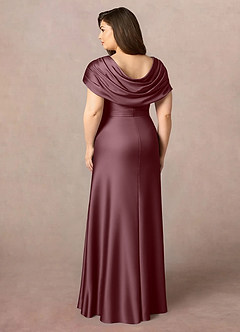 Azazie Branford Abiti per la Madre della Sposa Abito A-Line in Raso Elasticizzato Plissettato Sangria image10