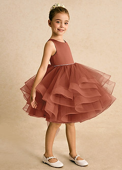 Azazie Tinie Flower Girl Dresses Auburn Ball-Gown Bow Tulle Dress image4