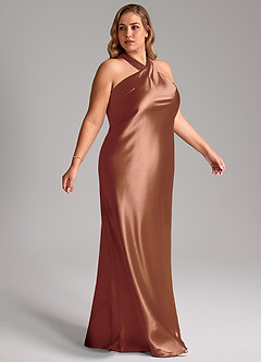 Azazie Doretta Bridesmaid Dresses Bronzer Mermaid Bow Metallic Satin Dress image10