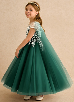 Azazie Dandelion Robe Demoiselle D'honneur Fillette Robe Princesse en Dentelle émeraude image6