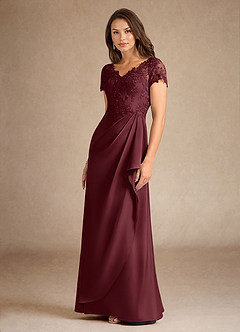 Azazie Santa Ana Kleider für die Brautmutter A-Linie Spitze Stretch-Satin Kleid Cabernetrot image6