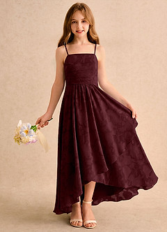 Azazie Twilight Girls Formal Sukienki dla dziewczynek sypiących kwiaty Litera A Plisowana Kwiatowe wypalenie Asymetryczny Sukienka image1