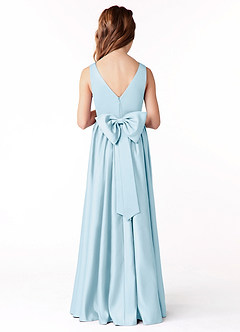 Azazie Hathaway Junior Abito A-Line in Raso Elasticizzato Fiocco Azzurro image1