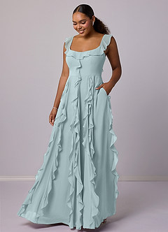 Barbie ♥ Azazie Bridesmaid Dresses Mist A-Line with Pockets Chiffon Dress image7