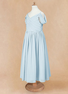 Azazie Chelle Abiti da Ragazza di Fiori Abito A-Line in Chiffon Plissettato Azzurro image8