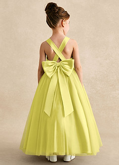 Azazie Peanut Flower Girl Dresses Canary A-Line Strap Tulle Dress image1