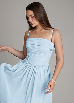 Azazie Andreina Vestidos de damas de honor Vestido de Azul Cielo de Gasa de Corte en A con Plisado image2