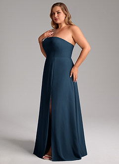 Azazie Wren Brautjungfernkleider Wandelbar A-Linie Seitliche Cut-Outs Chiffon Kleid Dunkelmarine image12