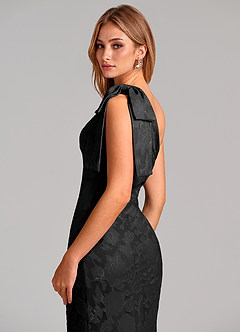 Azazie Yuanna Suknie dla druhen Syrena Jedno ramię Kwiatowe wypalenie Do ziemi Sukienka image2