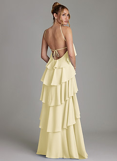 Azazie Deena Bridesmaid Dresses Lemon Sorbet A-Line Ruched Chiffon Dress image2