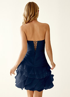Rentina Azul Marino Vestido corto de tul para gala image6
