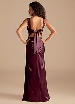 Azazie Jesaphine Bridesmaid Dresses Cabernet Sheath Bow Metallic Satin Dress image4