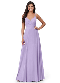 Azazie Lennon Bridesmaid Dresses Lilac A-Line Lace Chiffon Dress image5