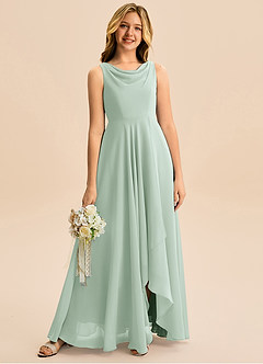 Azazie Mannie Junior Linia A Pofałdowany Szyfon Asymetryczny Młodsza druhna Sukienka image1