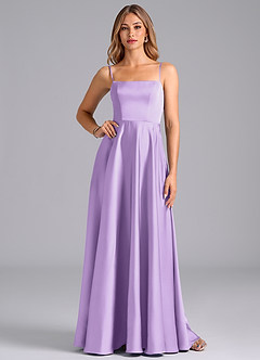 Azazie Elita Bridesmaid Dresses Lilac A-Line Pleated Stretch Satin Dress image1