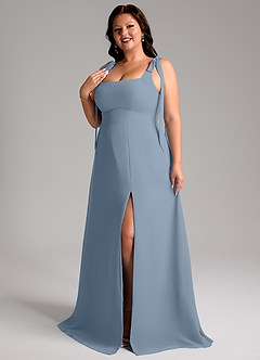 Azazie Debra Robes de demoiselle d'honneur Robe Trapèze Convertible en Mousseline de soie avec poches Bleu Poussiéreux image11