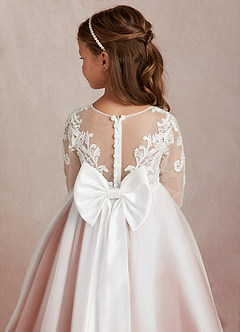 Azazie Elodie Blumenmädchenkleider Ballkleid Spitze Kleid Elfenbein Kastanienbraun image8