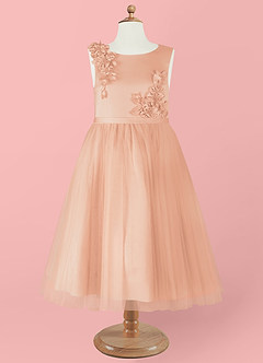 Barbie ♥ Azazie Robe Demoiselle D'honneur Fillette Robe Trapèze en Tulle Arc Rose Perle image9