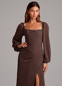 Azazie Brixley Bridesmaid Dresses Ganache Mermaid Long Sleeve Chiffon Dress image7