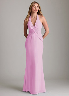Azazie Valerie Bridesmaid Dresses Candy Pink Mermaid Pleated Chiffon Dress image3