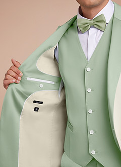 front Adrian Dusty Sage Shawl Lapel Structured Stretch Tuxedo Jacket