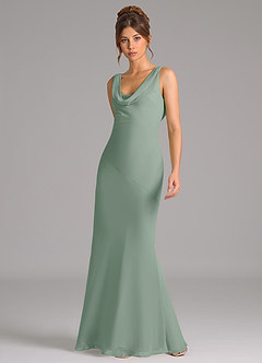 Azazie Rylina Bridesmaid Dresses Silver Sage Mermaid Pleated Chiffon Dress image3