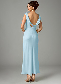 Azazie Kieryn Bridesmaid Dresses Sky Blue Mermaid Pleated Stretch Satin Dress image5