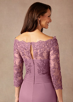 Azazie Rhonda Kleider für die Brautmutter Meerjungfrau-Linie Schulterfrei Gittergewebe Kleid Vintage Mauve image8
