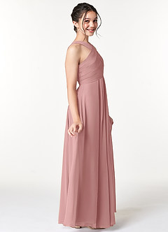 Azazie Kaleigh Junior Dusty Rose A-Line Pleated Chiffon Dress image5