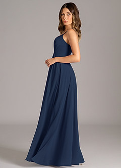 Azazie Amani Bridesmaid Dresses Dark Navy A-Line Pleated Chiffon Dress image3