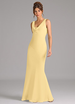 Azazie Rylina Bridesmaid Dresses Butter Mermaid Pleated Chiffon Dress image3