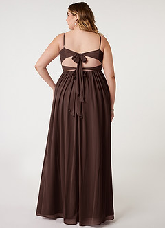 Azazie Zeya 신부 들러리 드레스 A라인 주름진 쉬폰 바닥 길이 드레스 image7