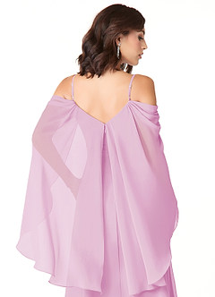 Azazie Cienna Bridesmaid Dresses Candy Pink A-Line Off the Shoulder Chiffon Dress image3