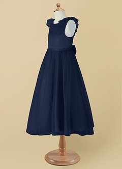 Azazie Dolly Flower Girl Dresses Dark Navy A-Line Bow Tulle Dress image9