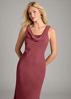 Azazie Rylina Vestidos de damas de honor Vestido de Merlot de Gasa de Corte Sirena con Plisado image3