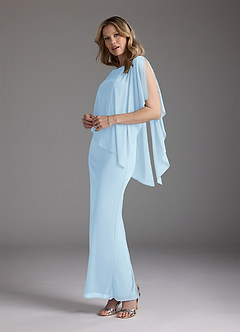 Azazie Aspyn Mother of the Bride Dresses Sky Blue Sheath Beaded Mesh Dress image5