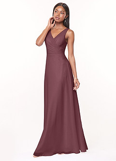 Azazie Nala Bridesmaid Dresses Sangria A-Line Pleated Chiffon Dress image3
