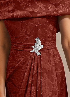 Azazie Branford vestidos de madre de la novia Vestido de Terracota de Devorado Floral de Corte En A con Plisado image6