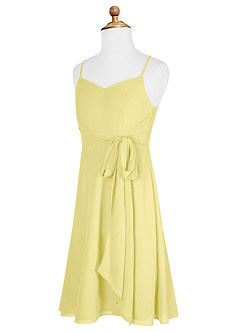 Azazie Doll Junior Lemon Sorbet A-Line Bow Chiffon Dress image7