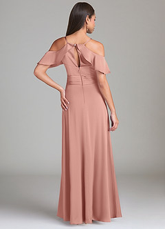 Azazie Dakota Bridesmaid Dresses Rosette A-Line Off the Shoulder Stretch Satin Dress image2