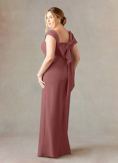 Azazie Ellen Mother of the Bride Dresses Desert Rose Sheath Side Slit Stretch Crepe Dress image3