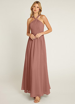 Azazie Jacey Final Sale Cedar Rose A-Line Pleated Chiffon Dress image1